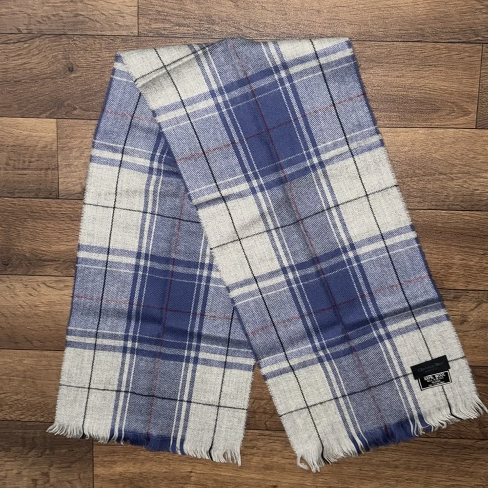 Christian Dior Monsieur 100% Wool Scarf Made In Mexico Nova Check Plaid Vintage